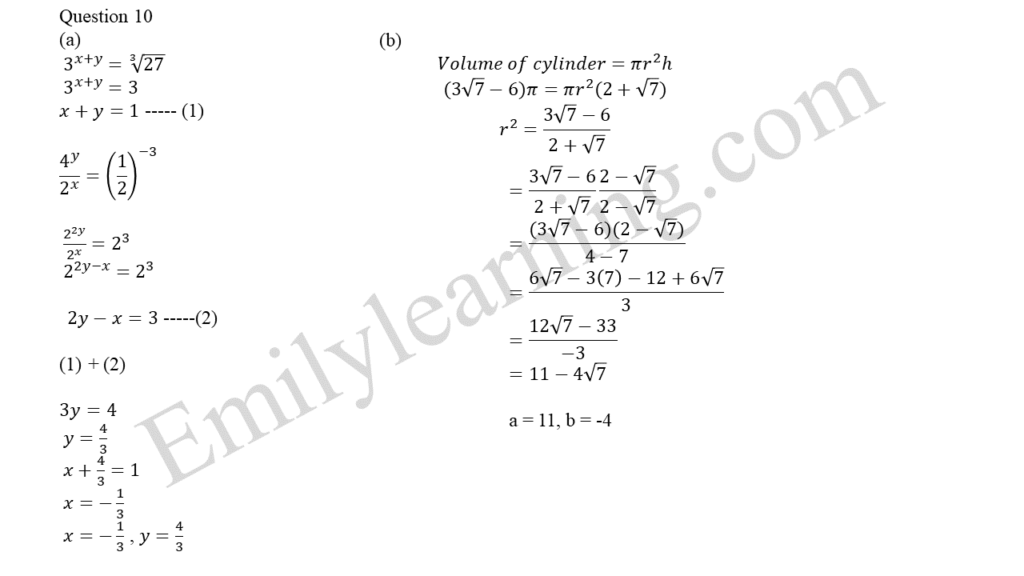 A Math O Level 2019 Paper 1 question 10