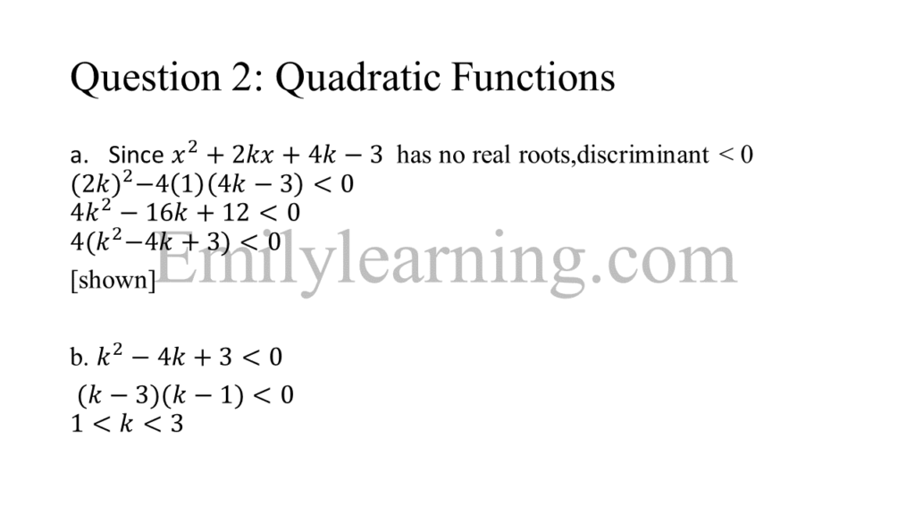 N level specimen paper 1 question 2 on quadratic functions