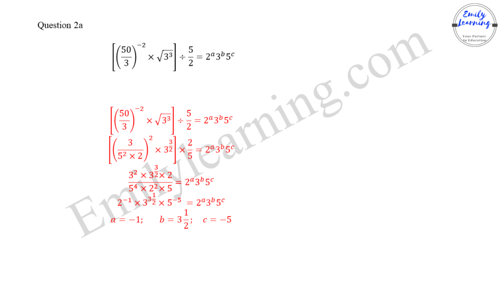 worked solutions of O Level A Math Paper 1 question 2 part a on indices and surds
