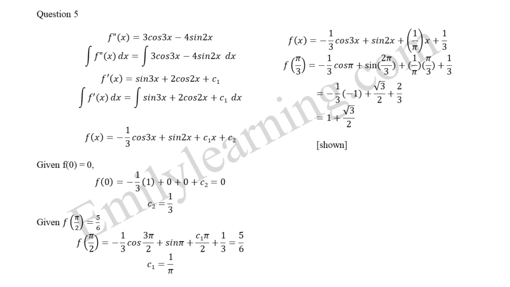 A Math 2019 Paper 2 Question 5 answers