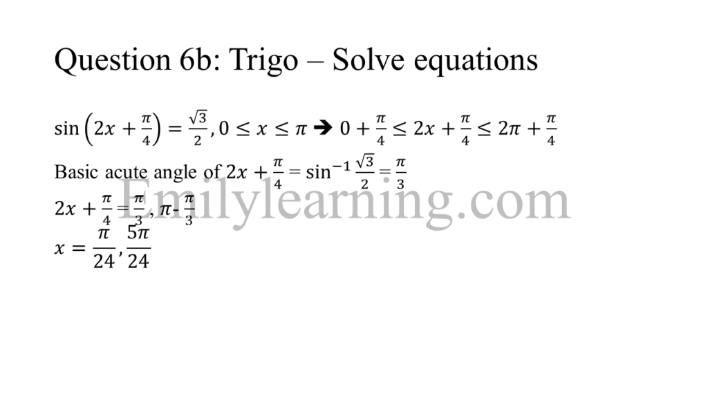 N level specimen paper 1 question 6b part a on solving trigonometry equations