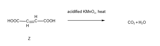 In this step of the structural elucidation question, the compound undergoes oxidation in the presence of hot, acidified potassium manganate (VII) to form carbon dioxide.