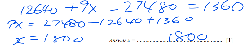 Question 18c of O Level Mathematics specimen paper 1 is on matrices. Students are required to multiply a 2 x 3 matrice with a 3 x 1 matrice, and then use information given to solve for x.