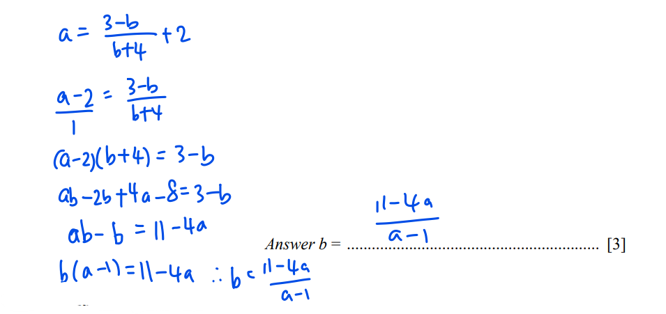 Question 1 of O Level Mathematics 2023 specimen paper 2 is on algebra, in particular, making another variable the subject of the algebraic expression.
Here's the worked solution for question 1a(ii).