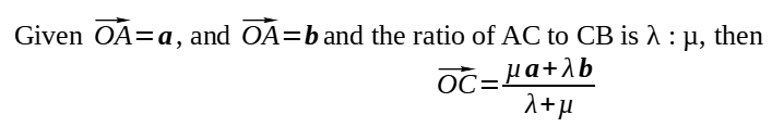 formula for ratio theorem in the topic of vectors