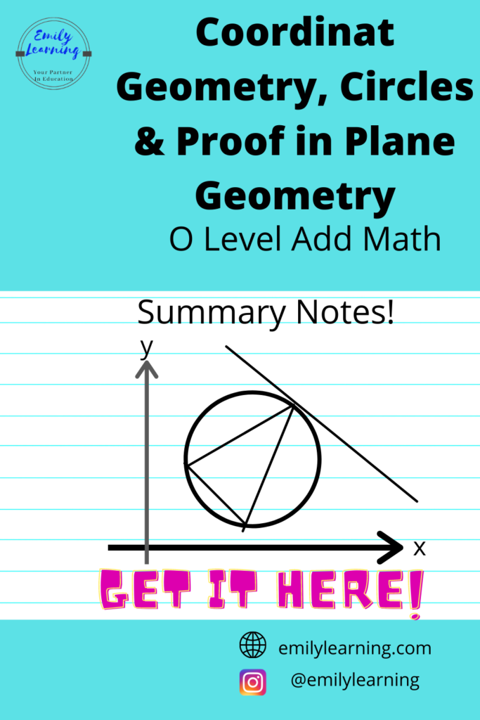 summary of coordinate geometry, circles and proofs in plane geometry for O level add math