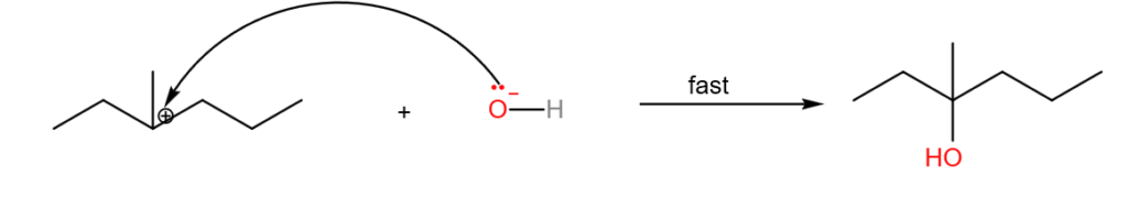 nucleophilic substitution reaction mechanism for halogenoalkanes. This is a SN1 unimolecular mechanism, and is one of the organic reaction  mechanisms tested in A Level  Chemistry (H2 Chemistry)