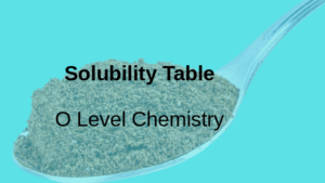 solubility table for O Level chemistry - solubility chart of various common ionic compounds tested in O Level chemistry