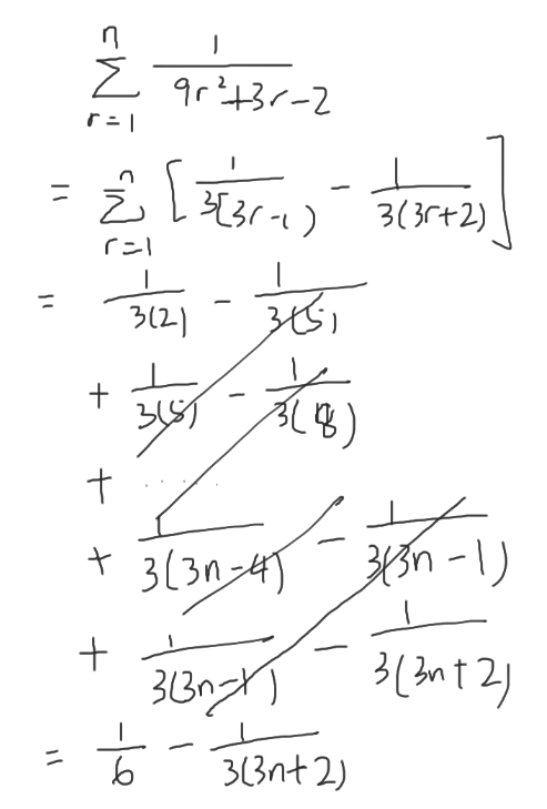 Solutions to 2022 H2 A Level Mathematics Paper 2 Question 4. This question is on summation of series and method of difference.