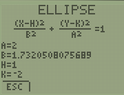 ellipse from the conics section of Ti 84 graphic calculator