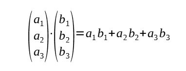 equation to find scalar product of dot product for vectors, when they are expressed in x,y,z- coordinates form