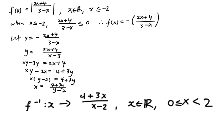 Full worked solutions to 2023 H2 paper 1 question 7 for A level Maths. This question is on functions. Here, we are asked to prove that f(x) is a one-one function, and find its rule and domain.