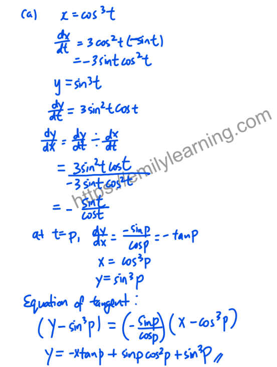 Full worked solutions to 2025 Specimen paper H2 paper 1 question 8 for A level Maths. This question is a pure mathematics question of 2025 H2 paper 1 specimen paper (syllabus 9758). This question is on parametric equations, with application to differentiation (finding equation of tangent), and integration (finding volume generated).